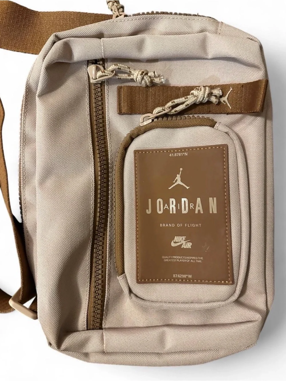 Jordan Beige and Tan Sling Bag - Compact Crossbody